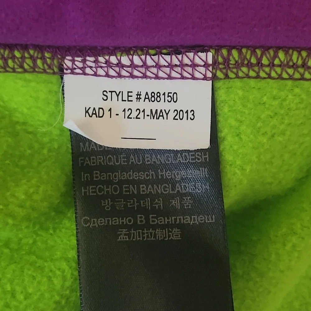Marmot Power Stretch Hoodie Girls XL‎ Purple Lime Green Colorblock Full Zip